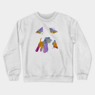 Schnauzer Dog, Colorful, Butterfly Art Crewneck Sweatshirt